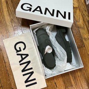 GANNI Khaki City Slippers Rubber Mules SIZE 40 US 10